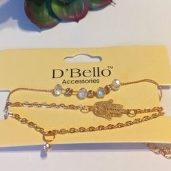 D'Bello Goldtone Adjustable Bracelet Set (3pc) - Picture 1 of 2